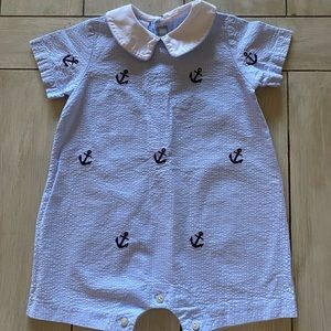 ⚓️K&L Light Blue Navy Blue Anchors One Piece Romper 12 Months